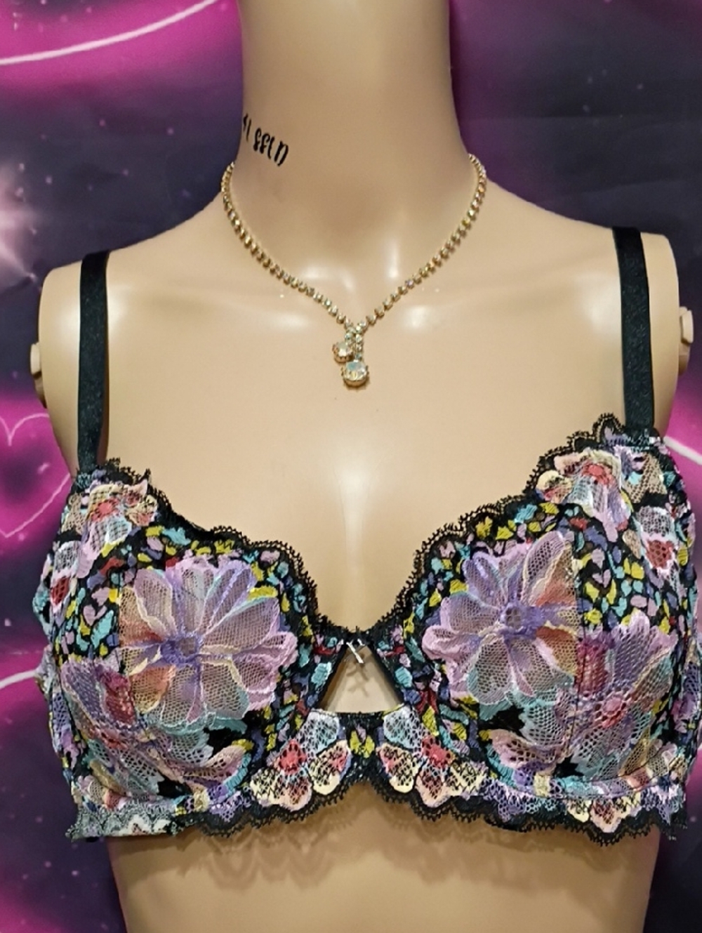 Fenty Floral Lace Balconette Bra - Black & Multi